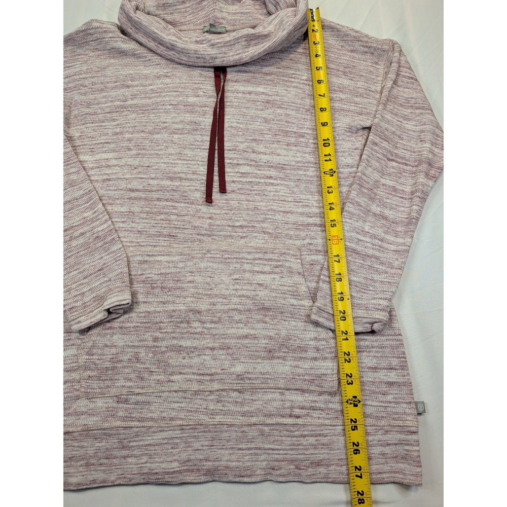 T by Talbots Womens Medium Pink Space Dye Cowl Neck Cotton Tunic Sweater Pocket - Picture 3 of 7